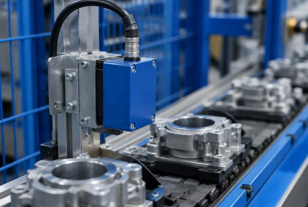RFID read/write head on a conveyor RFID read/write head on a conveyor