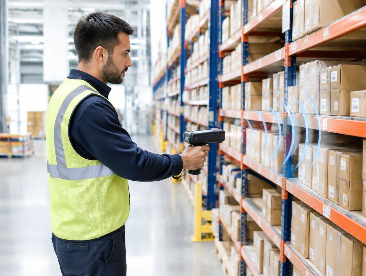 Scanning stock with a handheld reader