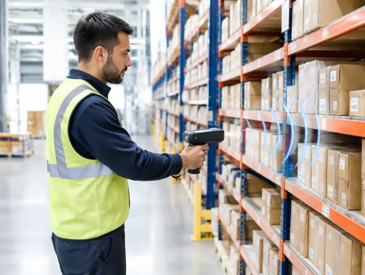 Scanning stock with a handheld reader